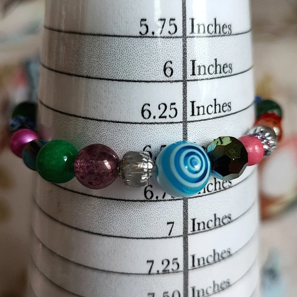 3 Pieces Set Faceted Art Glass Beads Vintage 2 Necklaces Bracelet Multi Colored
